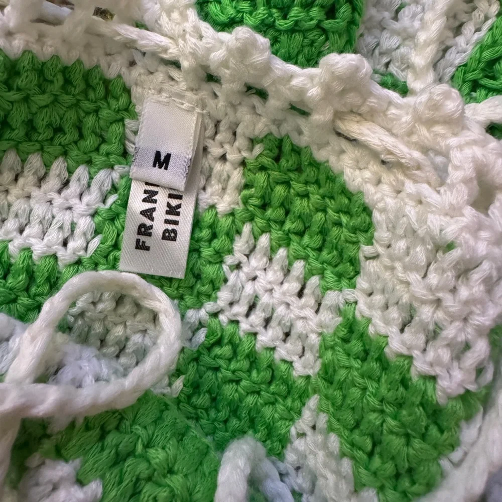 💚 Frankie's Bikinis Green & White Check Crochet Matching Set 💚